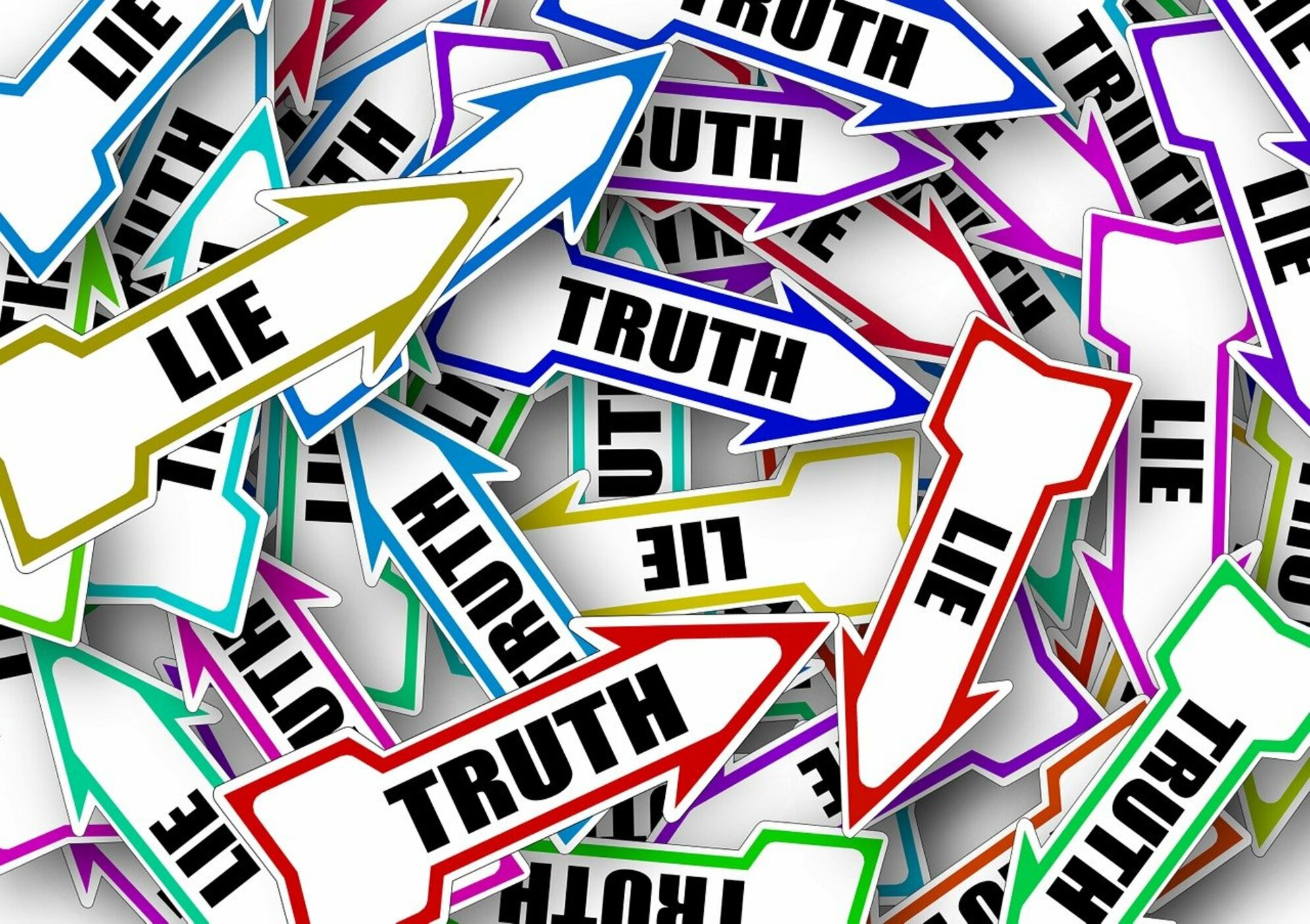 Bild med pilar där det står "Truth" och "Lie".
