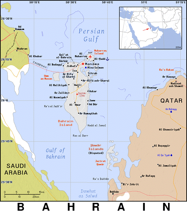 Bahrain. Map.