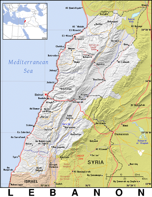 Lebanon map.